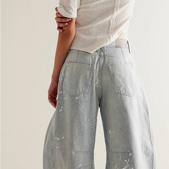 Free People Barrel Jean-railroad stripe - Picture 3 of 5